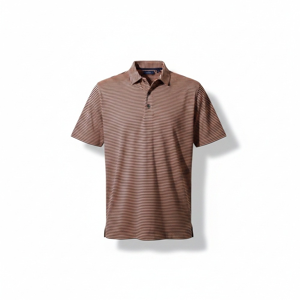 Peter Millar Summer Comfort Polo Shirt Mens XXL Orange Navy Blue Striped Golf